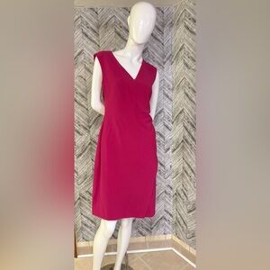 Diane Von Furstenberg Fuchsia Bevin V-Neck Midi Dress, size 10